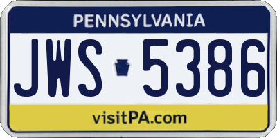 PA license plate JWS5386