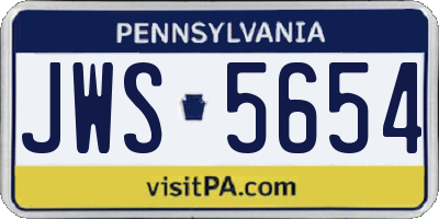 PA license plate JWS5654