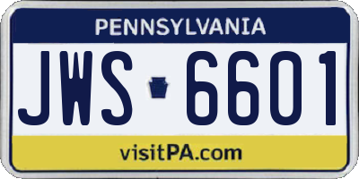 PA license plate JWS6601