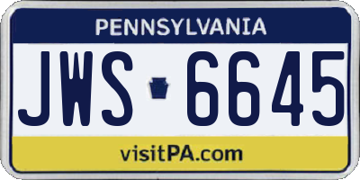 PA license plate JWS6645