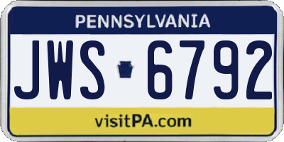 PA license plate JWS6792