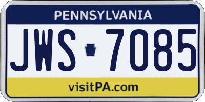 PA license plate JWS7085