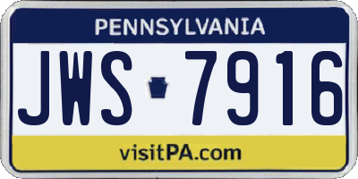 PA license plate JWS7916