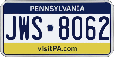 PA license plate JWS8062