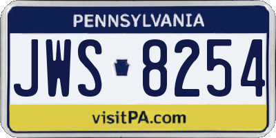 PA license plate JWS8254