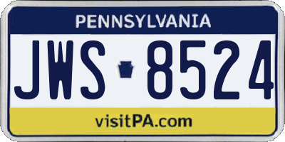 PA license plate JWS8524