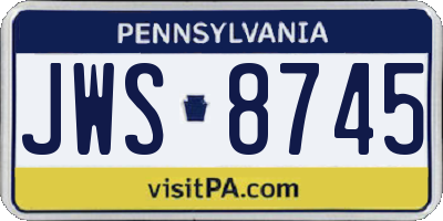 PA license plate JWS8745