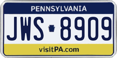PA license plate JWS8909