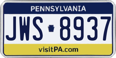 PA license plate JWS8937