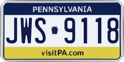 PA license plate JWS9118