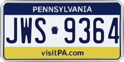 PA license plate JWS9364
