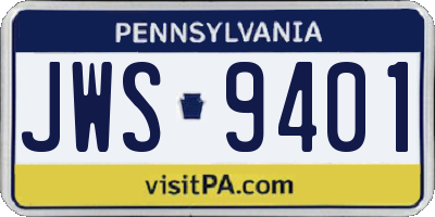 PA license plate JWS9401
