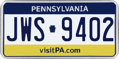 PA license plate JWS9402