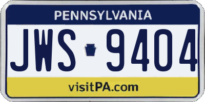 PA license plate JWS9404
