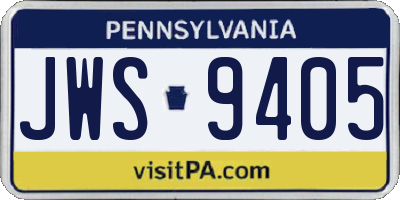 PA license plate JWS9405