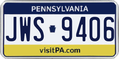 PA license plate JWS9406