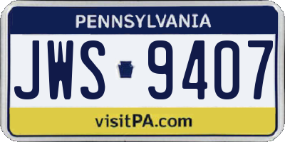 PA license plate JWS9407