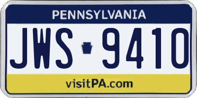 PA license plate JWS9410