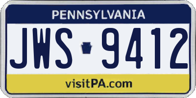 PA license plate JWS9412