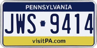 PA license plate JWS9414