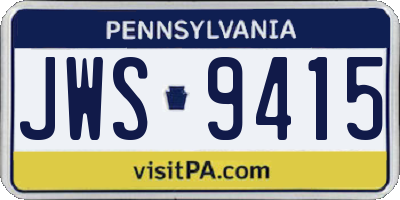 PA license plate JWS9415
