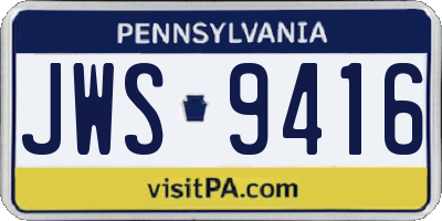 PA license plate JWS9416
