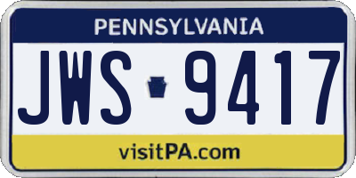 PA license plate JWS9417
