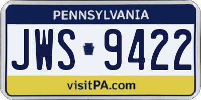 PA license plate JWS9422