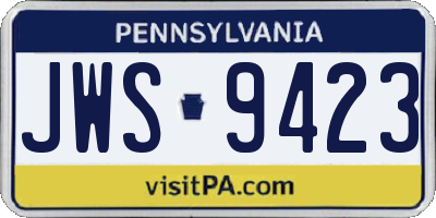 PA license plate JWS9423