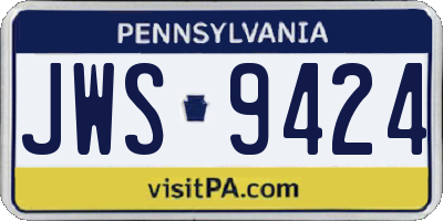 PA license plate JWS9424