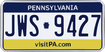 PA license plate JWS9427