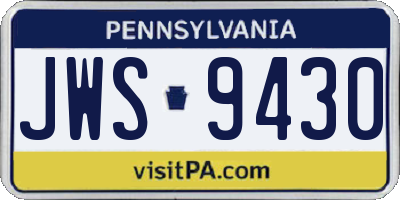 PA license plate JWS9430