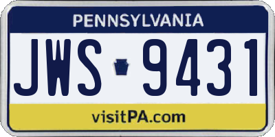 PA license plate JWS9431