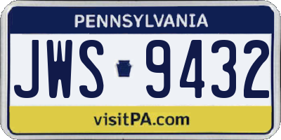 PA license plate JWS9432