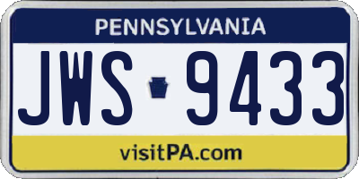 PA license plate JWS9433