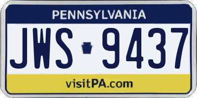 PA license plate JWS9437