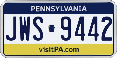 PA license plate JWS9442