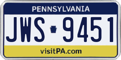 PA license plate JWS9451