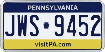 PA license plate JWS9452