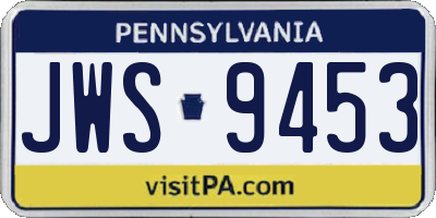 PA license plate JWS9453
