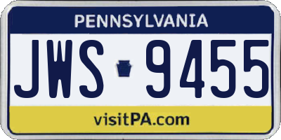 PA license plate JWS9455