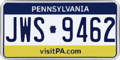 PA license plate JWS9462