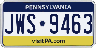 PA license plate JWS9463