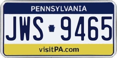 PA license plate JWS9465