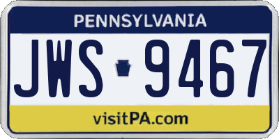 PA license plate JWS9467