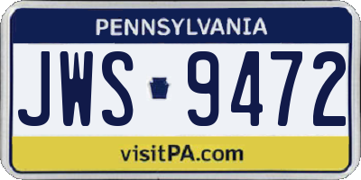 PA license plate JWS9472