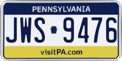 PA license plate JWS9476