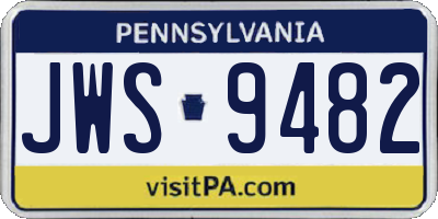 PA license plate JWS9482