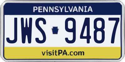 PA license plate JWS9487