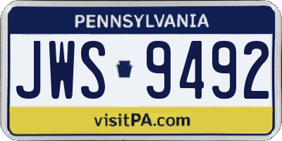 PA license plate JWS9492